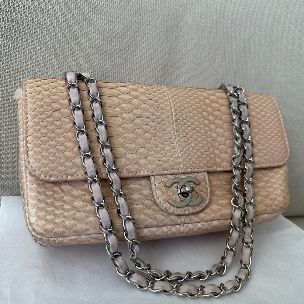 PRICE FIRM - 🌸CHANEL Classic Medium Python Flap Bag - Picture 2 of 15